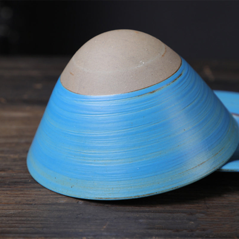 Ceramic Planet Design Coffee Mug with Saucer - Rough Pottery