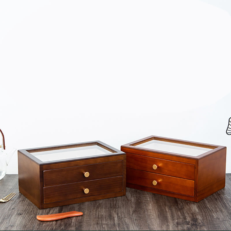 Three Layers Solid Wood Jewelry Box with Drawer | Spiritual Storage