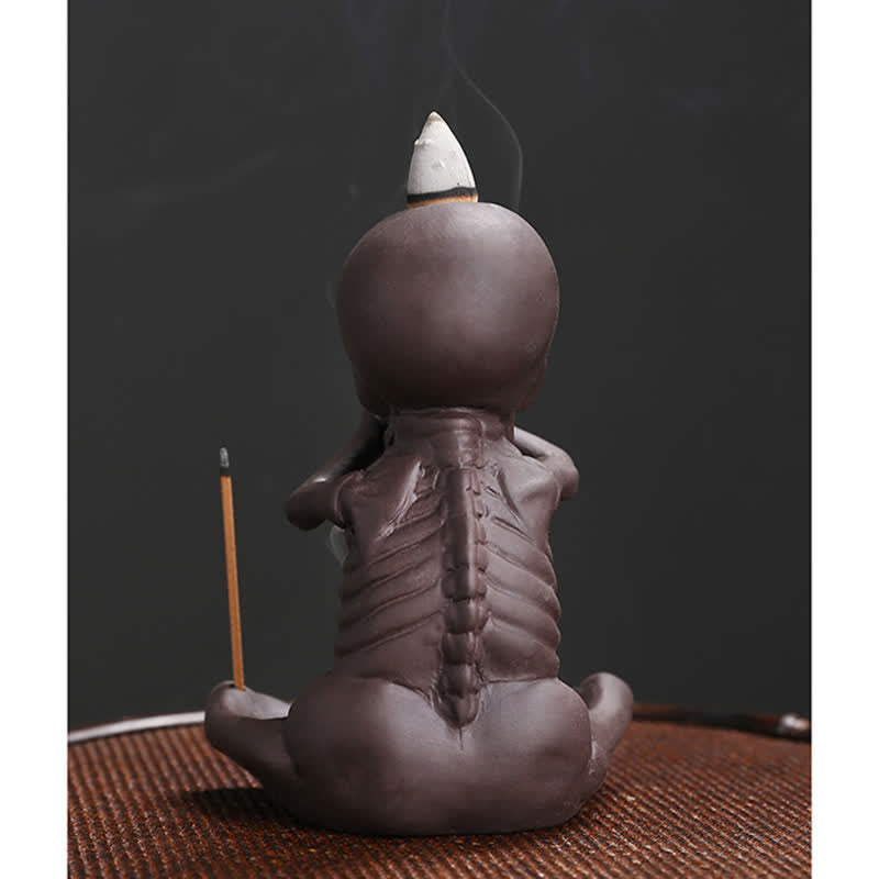 Little Ghost Purple Clay Backflow Incense Burner Peace Decor