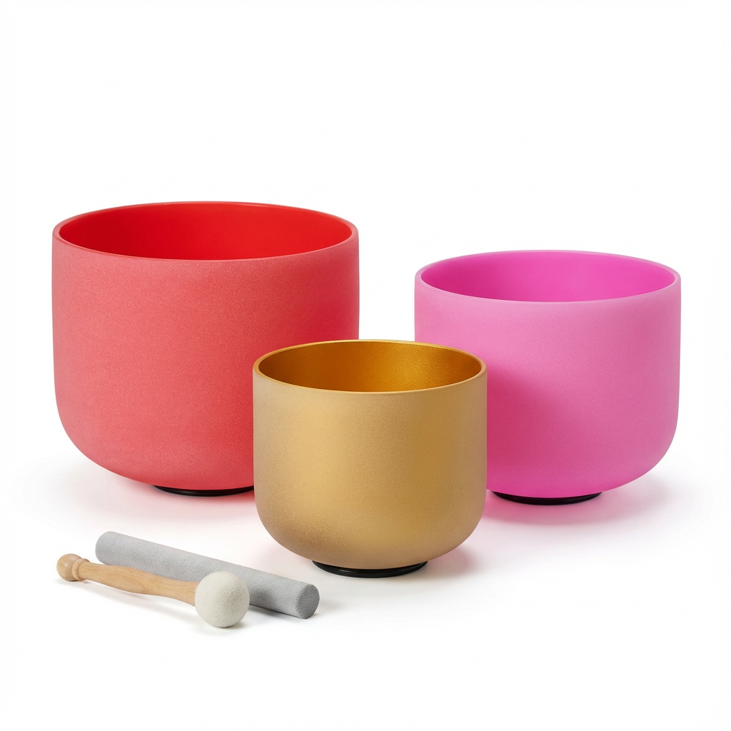 Ensemble de bols chantants en cristal à limite de ressort 432 Hz 12"C 10"E 8"G