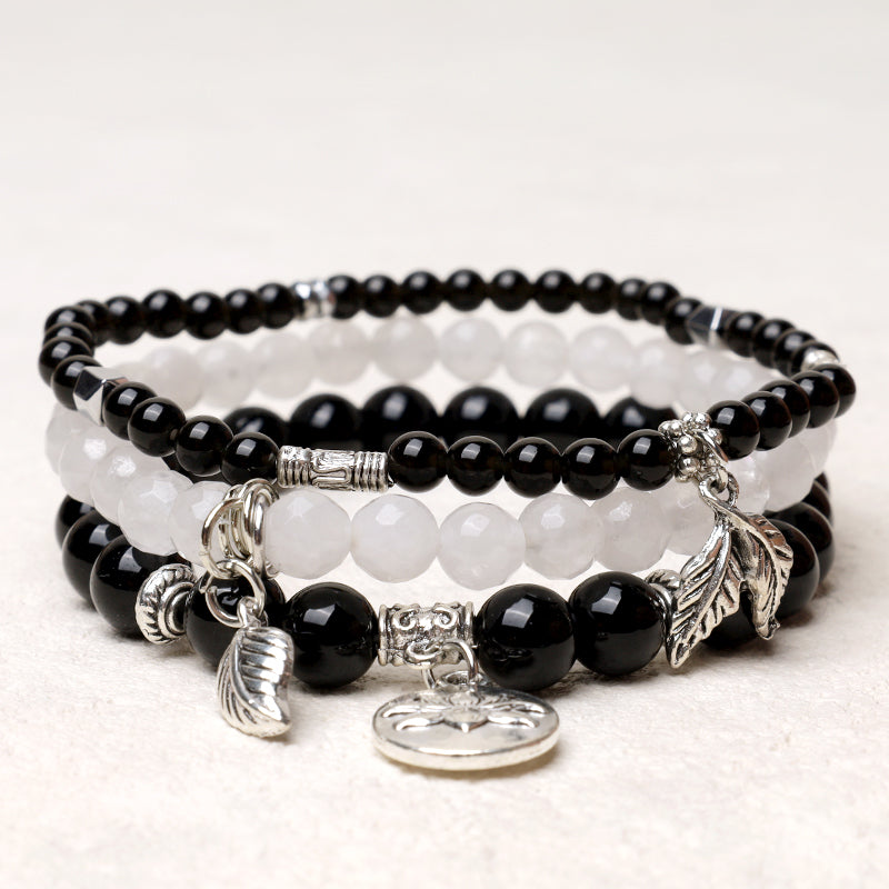 Amethyst Crystal Healing Bracelet with Lotus Symbol | 6-8mm Beads