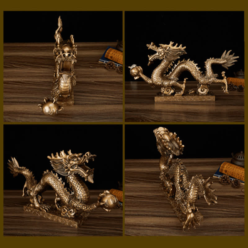 Statue de dragon chinois Feng Shui décorative pour la prospérité