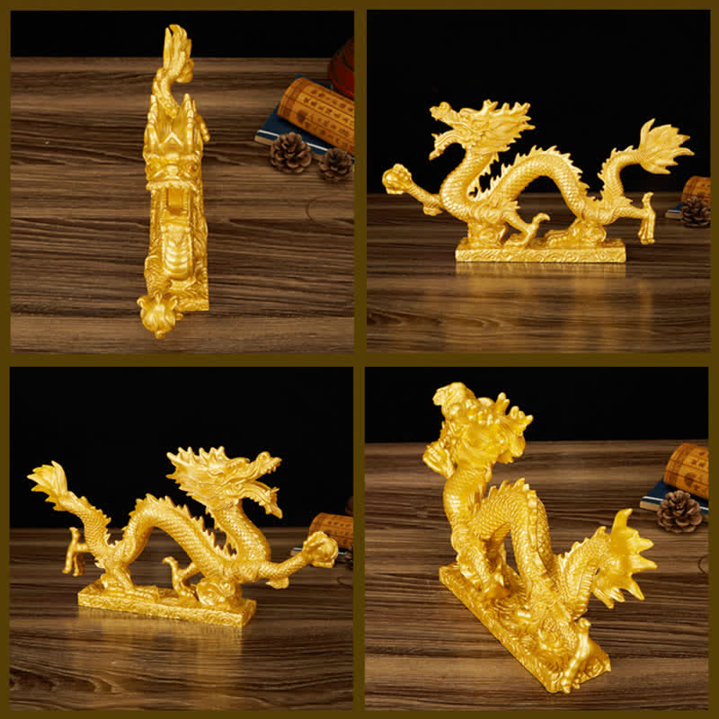 Statue de dragon chinois Feng Shui décorative pour la prospérité