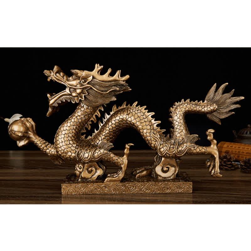 Statue de dragon chinois Feng Shui décorative pour la prospérité