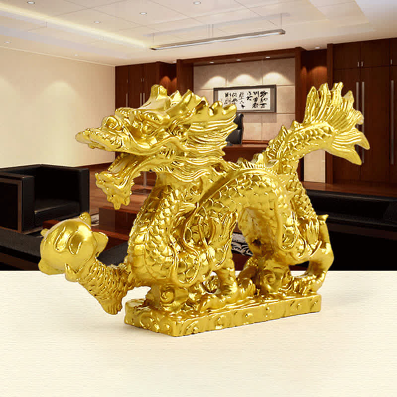 Statue de dragon chinois Feng Shui décorative pour la prospérité