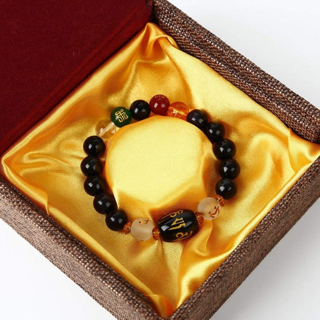 Bracelet Feng Shui en obsidienne