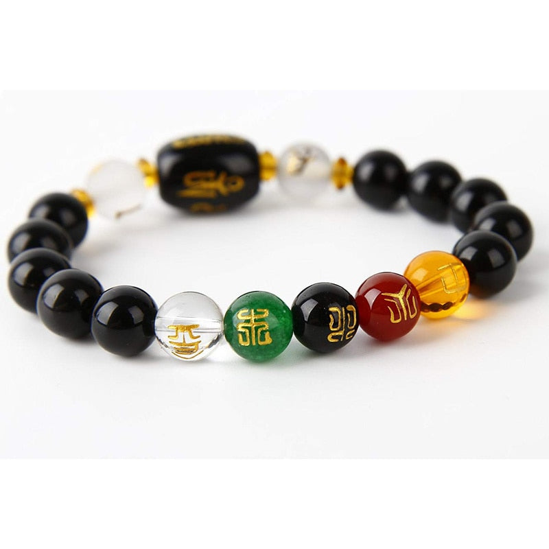 Bracelet Feng Shui en obsidienne