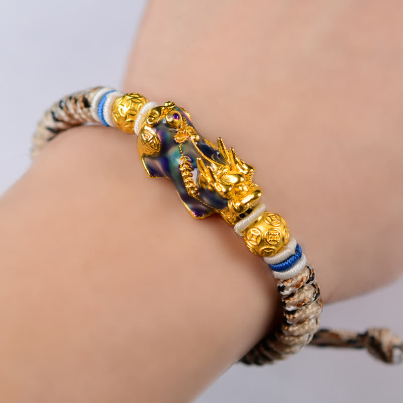 Bracelet Feng Shui Pixiu en cuivre avec changement de couleur