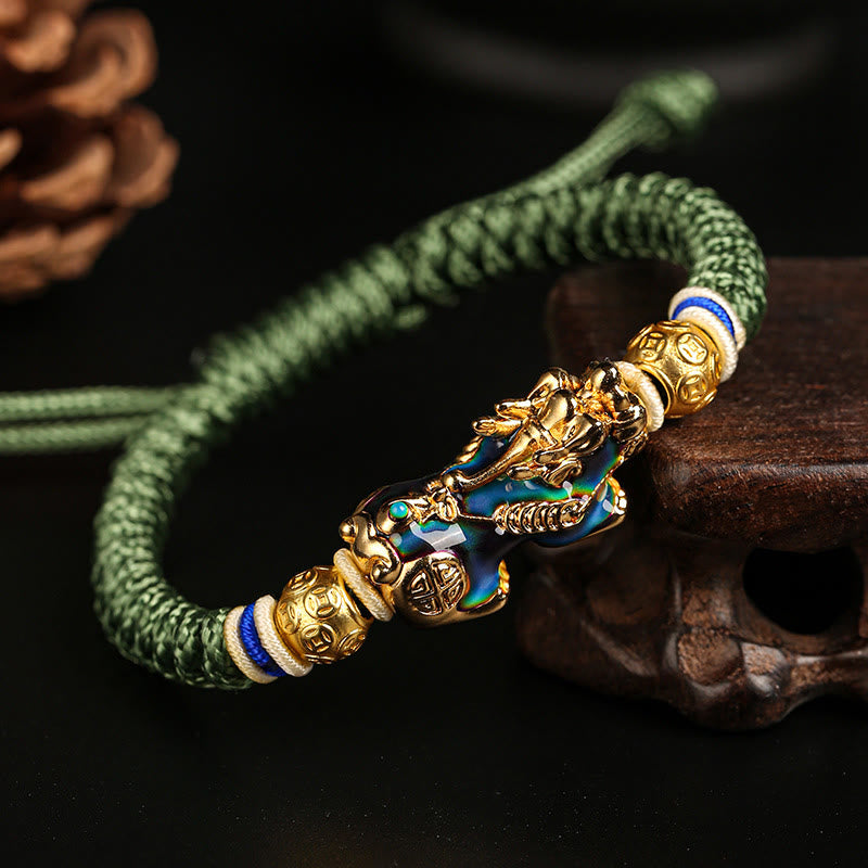 Bracelet Feng Shui Pixiu en cuivre avec changement de couleur