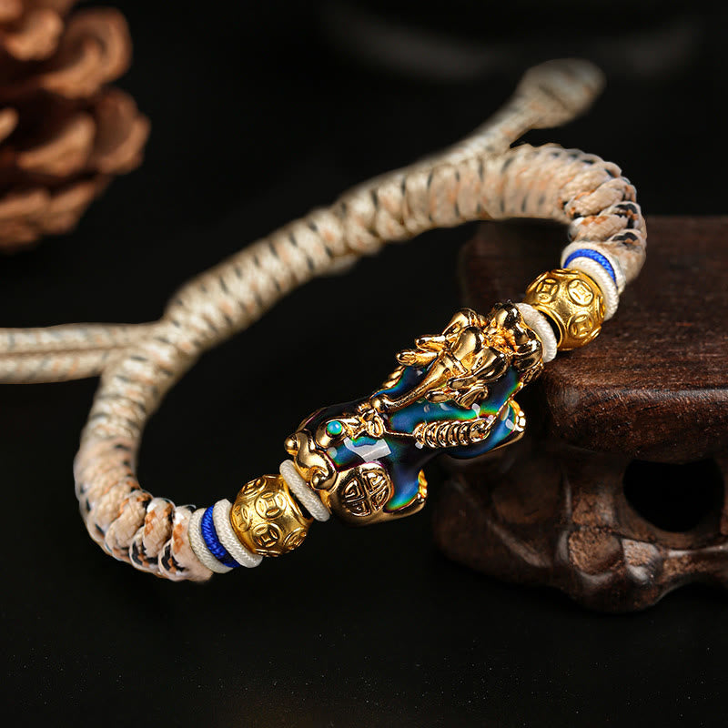 Bracelet Feng Shui Pixiu en cuivre avec changement de couleur