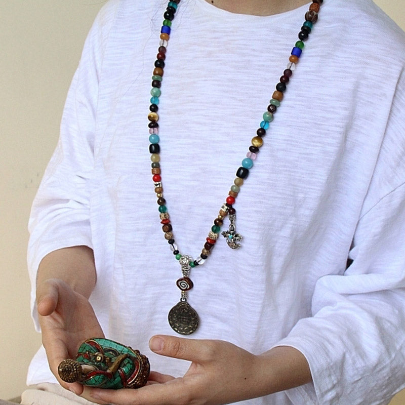 108 Beads Bodhi Seed & Bagua Harmony Bracelet for Balance