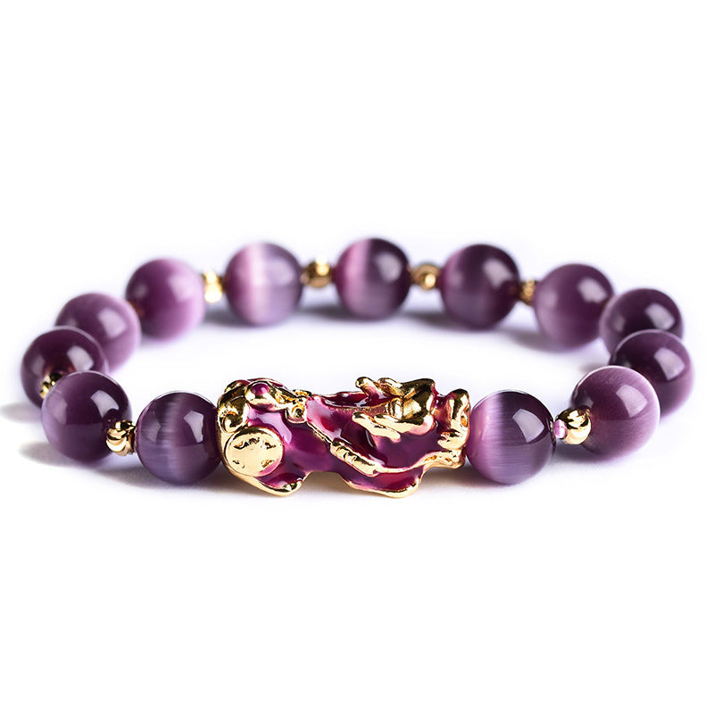 10mm Pixiu Cat Eye Wealth Bracelet Obsidian