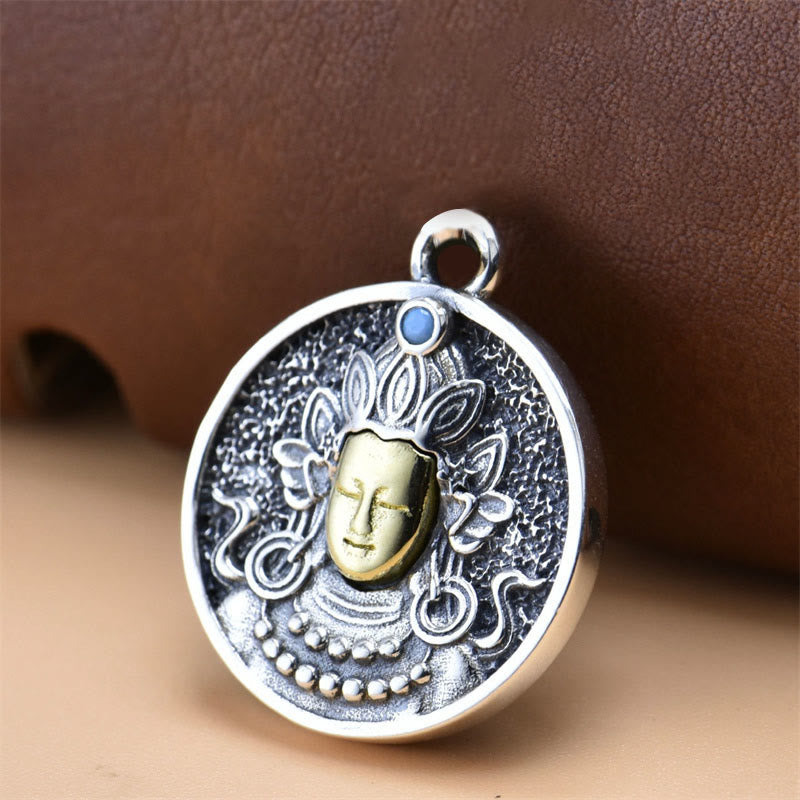 925 Sterling Silver Green Tara Double Dorje Vajra Spiritual Necklace