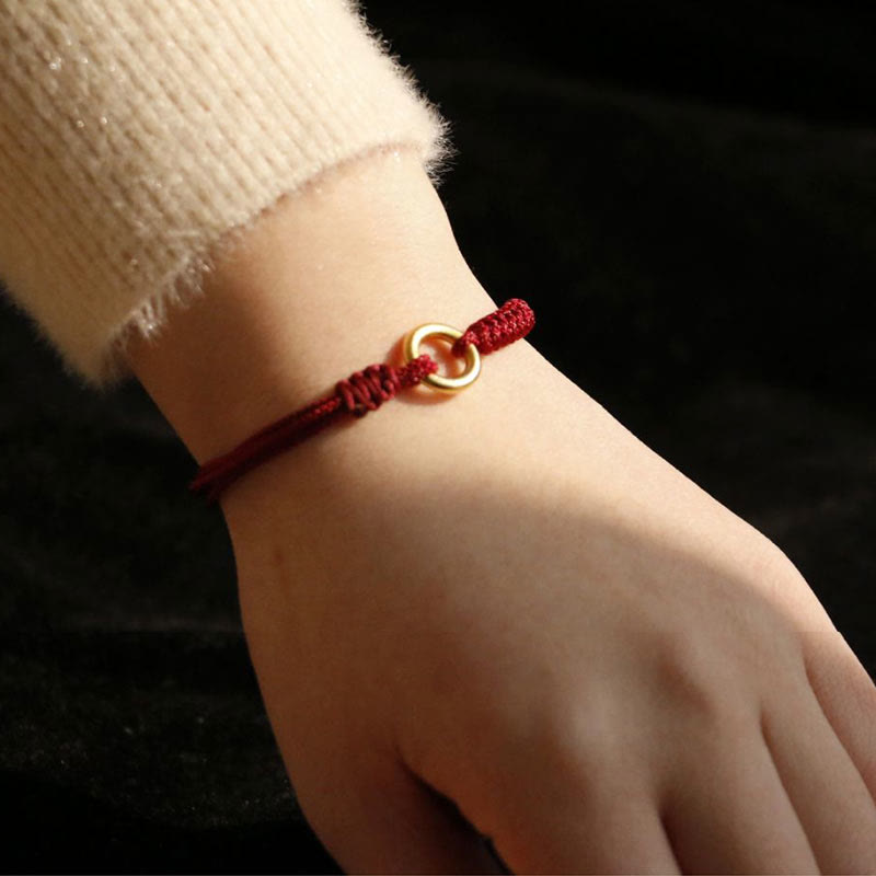 Alloy Peace Buckle Red String Bracelet for Protection & Luck