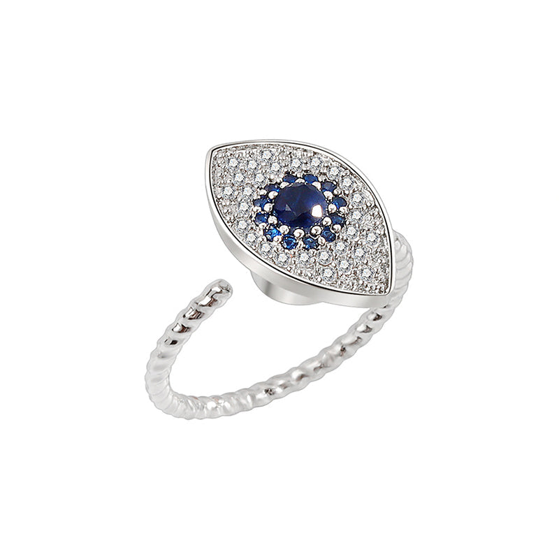 Adjustable 925 Sterling Silver Evil Eye Protection Ring
