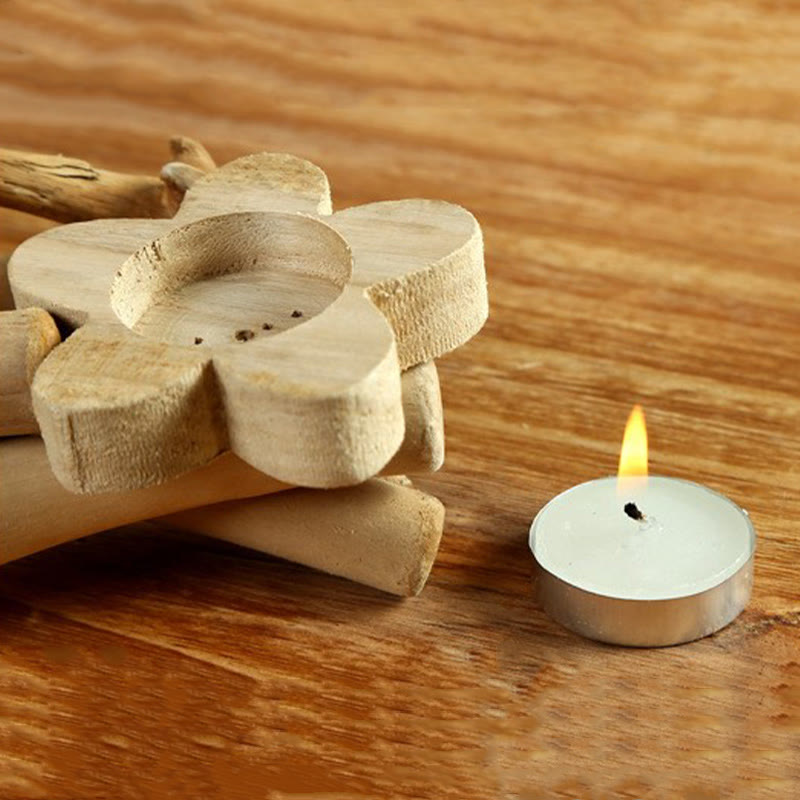 Bougeoir spirituel en bois de sapin pour autel de méditation 16 cm