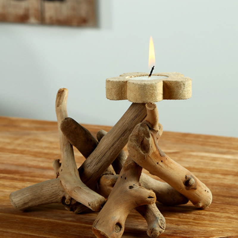 Bougeoir spirituel en bois de sapin pour autel de méditation 16 cm