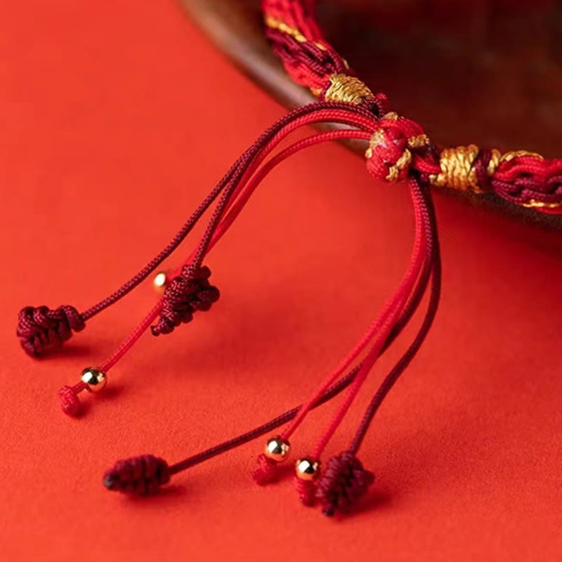 Bracelet de protection en fil rouge des Dieux de la richesse des Cinq Directions