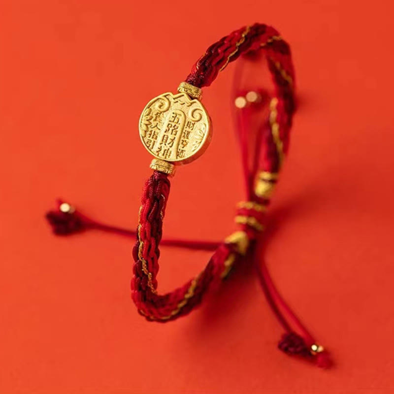 Bracelet de protection en fil rouge des Dieux de la richesse des Cinq Directions