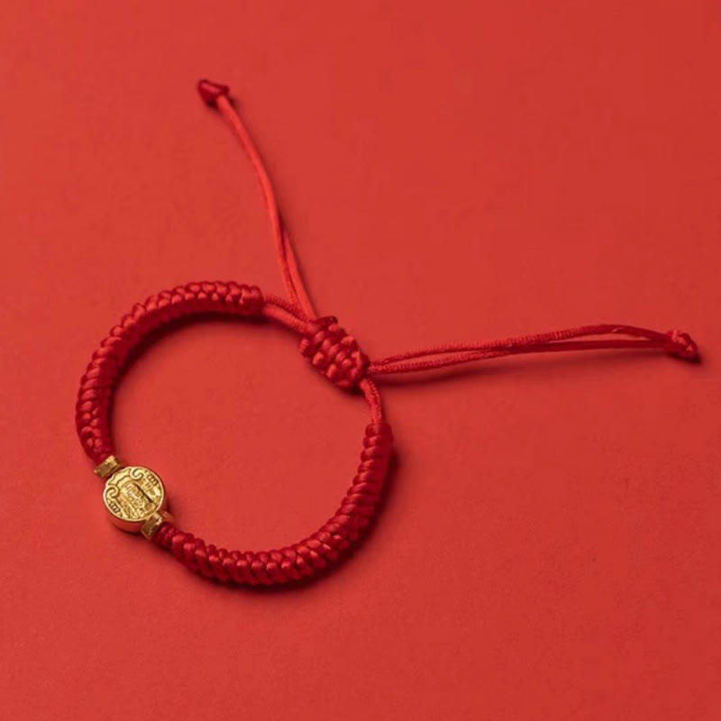 Bracelet de protection en fil rouge des Dieux de la richesse des Cinq Directions