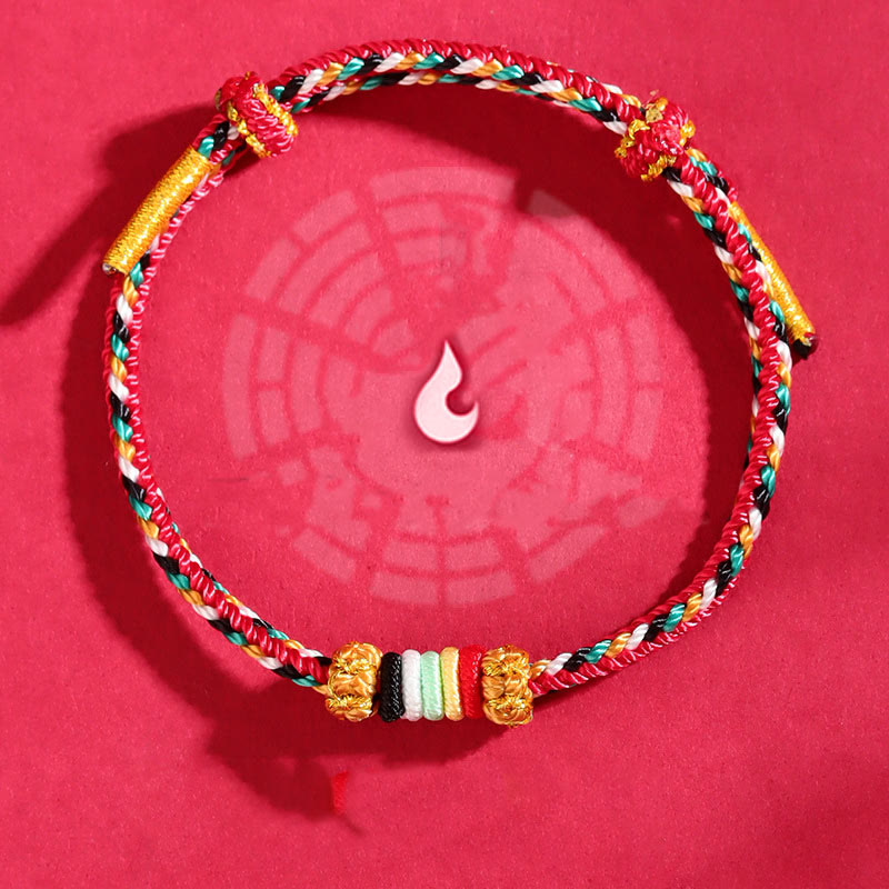 Bracelet porte-bonheur en fil coloré Five Elements pour l'équilibre spirituel