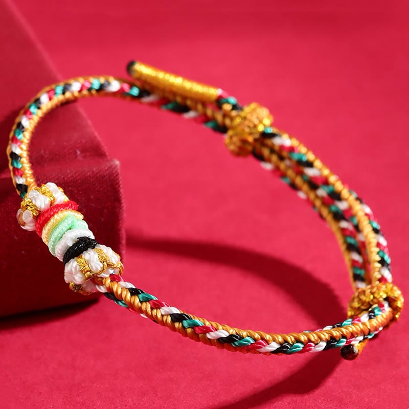 Bracelet porte-bonheur en fil coloré Five Elements pour l'équilibre spirituel