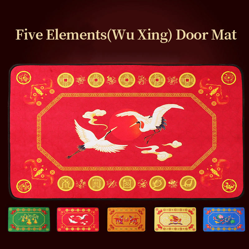 Paillasson Feng Shui Five Elements pour décoration zen 50 x 80 cm