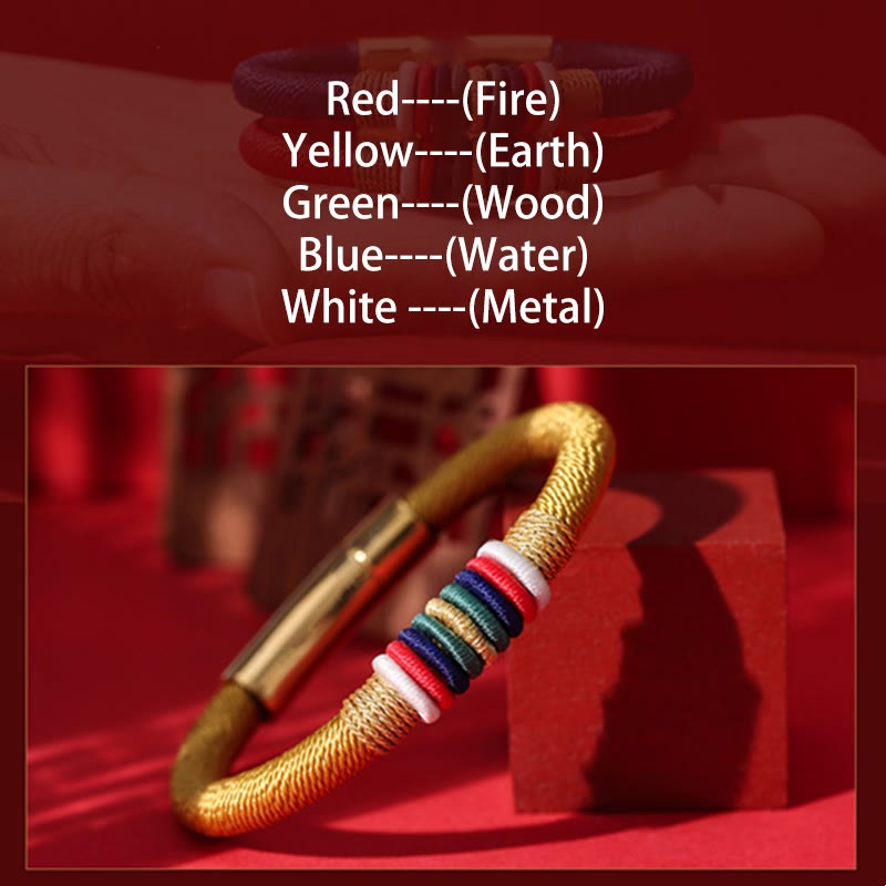 Bracelet fil rouge Cinq Éléments | Nœud King Kong, Protection et Chance