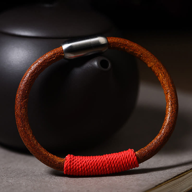 Bracelet spirituel des cinq éléments | Cuir tibétain tressé porte-bonheur 19 cm