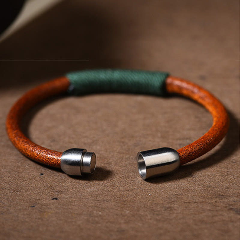 Bracelet spirituel des cinq éléments | Cuir tibétain tressé porte-bonheur 19 cm