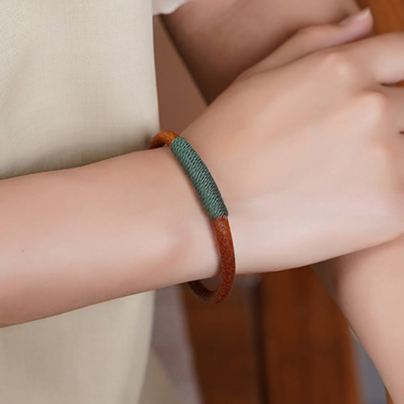 Bracelet spirituel des cinq éléments | Cuir tibétain tressé porte-bonheur 19 cm