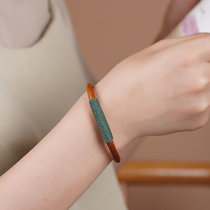 Bracelet spirituel des cinq éléments | Cuir tibétain tressé porte-bonheur 19 cm