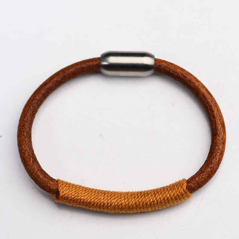 Bracelet spirituel des cinq éléments | Cuir tibétain tressé porte-bonheur 19 cm