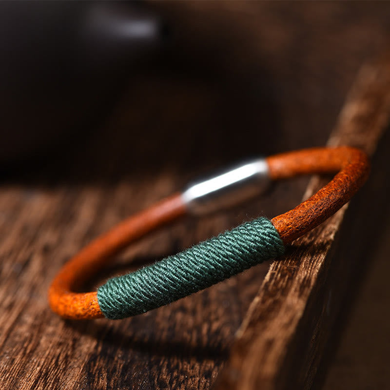 Bracelet spirituel des cinq éléments | Cuir tibétain tressé porte-bonheur 19 cm