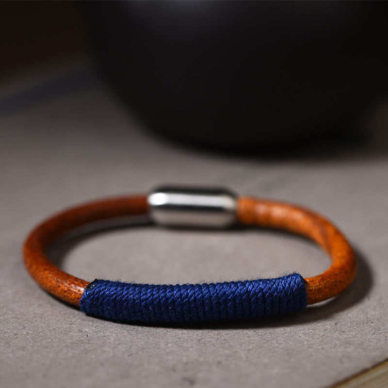 Bracelet spirituel des cinq éléments | Cuir tibétain tressé porte-bonheur 19 cm