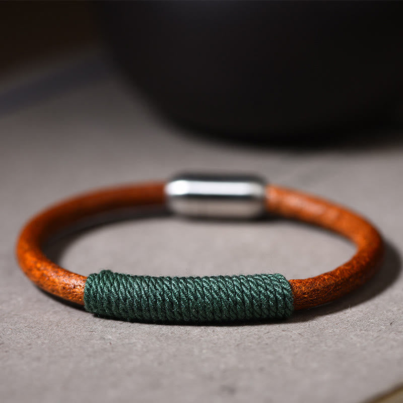 Bracelet spirituel des cinq éléments | Cuir tibétain tressé porte-bonheur 19 cm