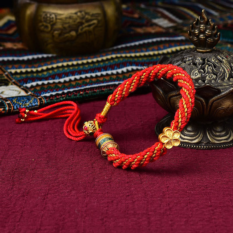 Bracelet de protection en fil rouge des cinq dieux de la richesse