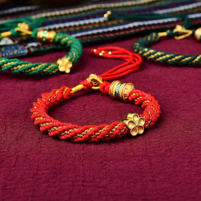 Bracelet de protection en fil rouge des cinq dieux de la richesse