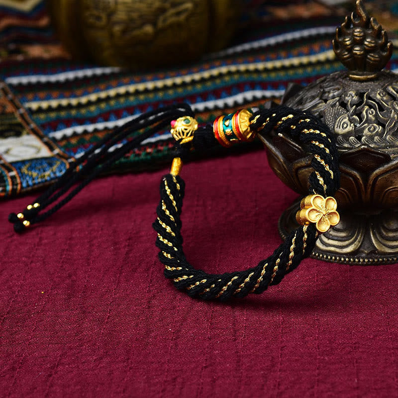 Bracelet de protection en fil rouge des cinq dieux de la richesse