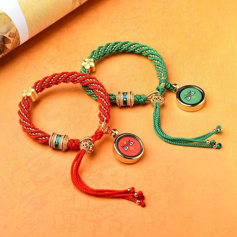 Bracelet de protection en fil rouge des cinq dieux de la richesse