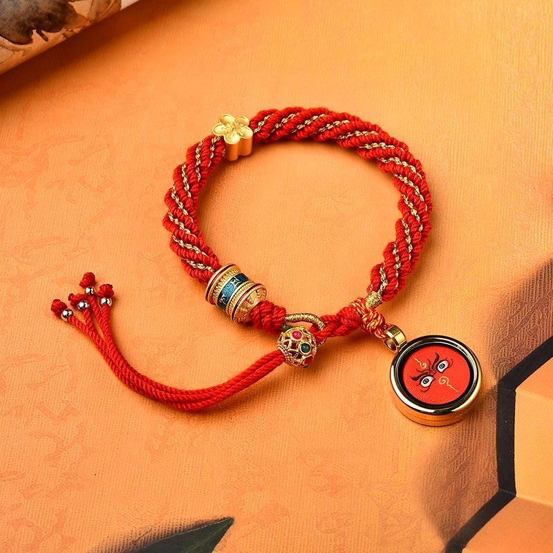 Bracelet de protection en fil rouge des cinq dieux de la richesse