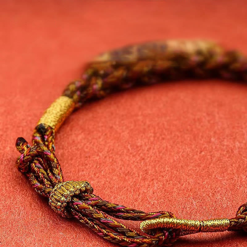 Bracelet spirituel en or 14 carats avec cinq dieux de la richesse