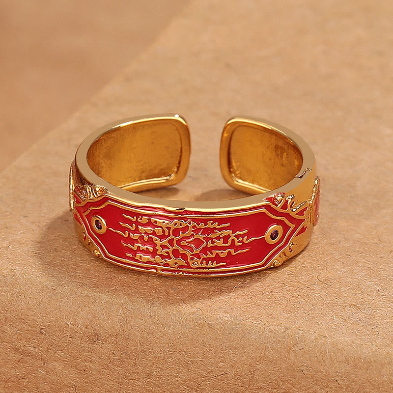 Bague de guérison en cuivre des Cinq Écritures | Énergie d'équilibre spirituel