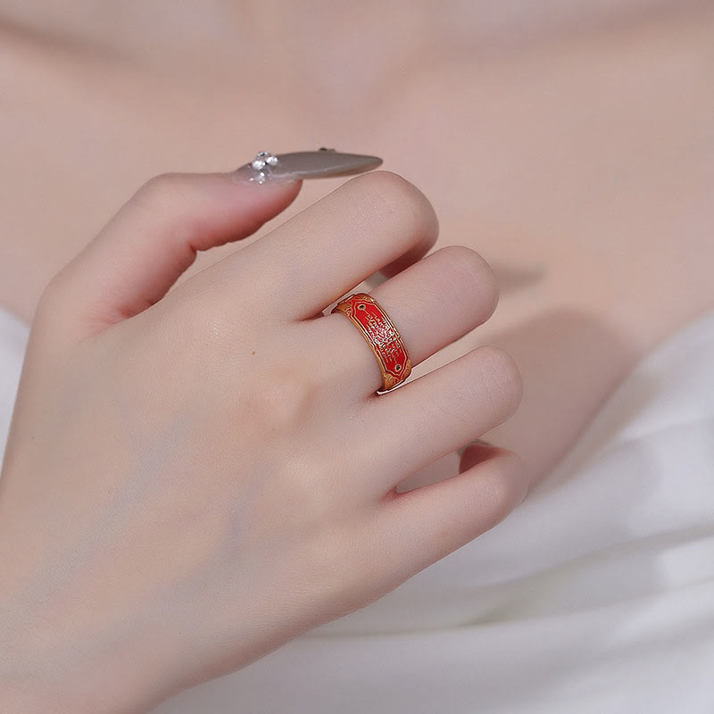 Bague de guérison en cuivre des Cinq Écritures | Énergie d'équilibre spirituel