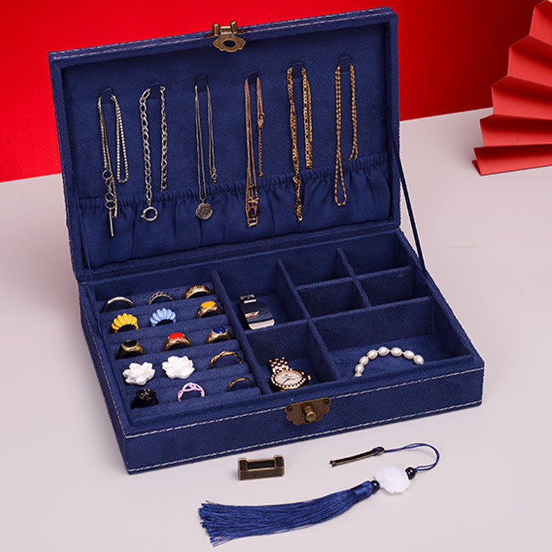 Boîte à bijoux en flanelle avec serrure | Rangement spirituel