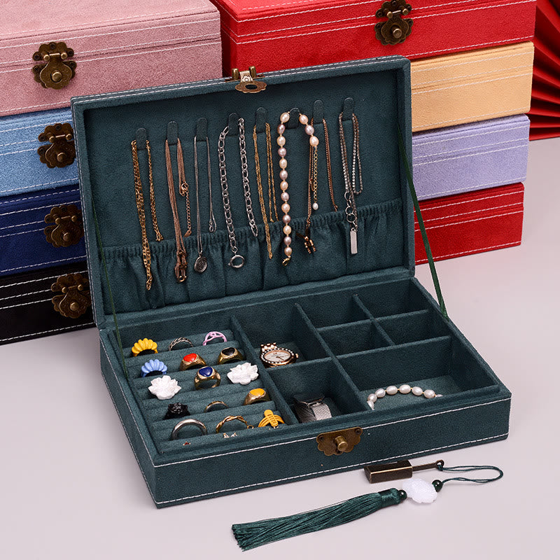 Boîte à bijoux en flanelle avec serrure | Rangement spirituel