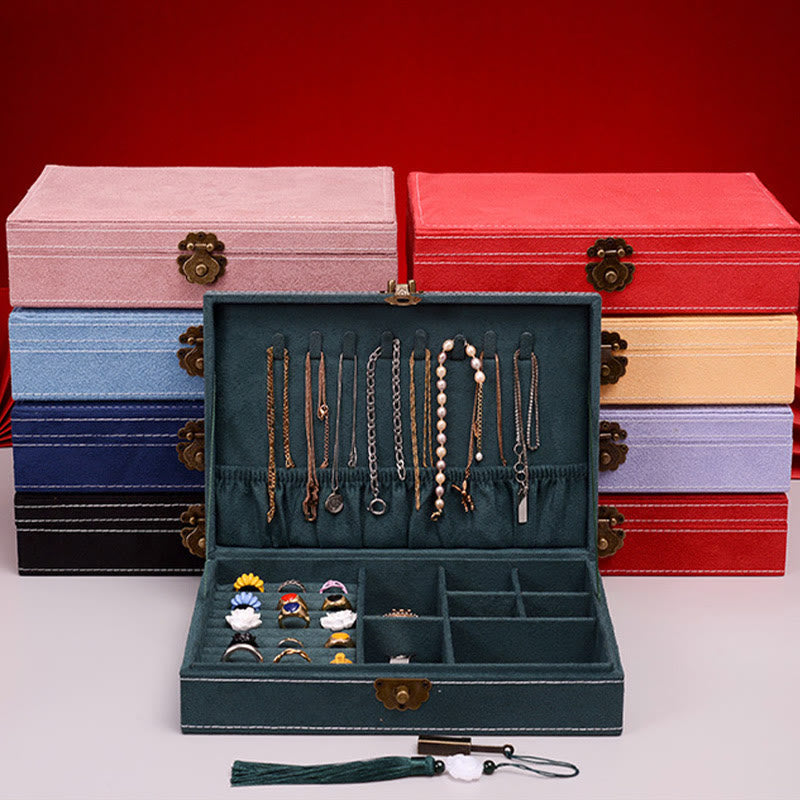 Boîte à bijoux en flanelle avec serrure | Rangement spirituel