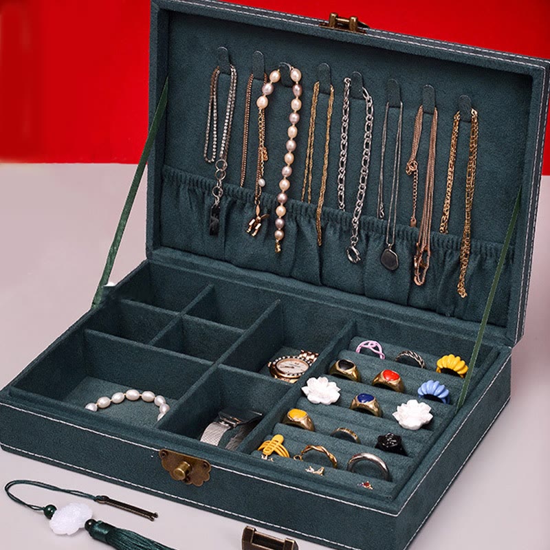 Boîte à bijoux en flanelle avec serrure | Rangement spirituel