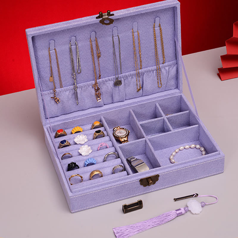 Boîte à bijoux en flanelle avec serrure | Rangement spirituel