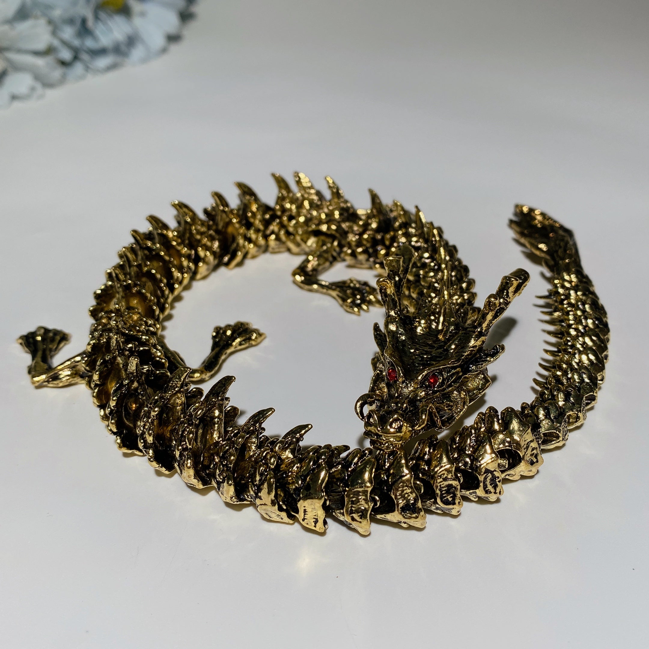 Flexible Copper Chinese Dragon Statue, 22 or 42cm Display